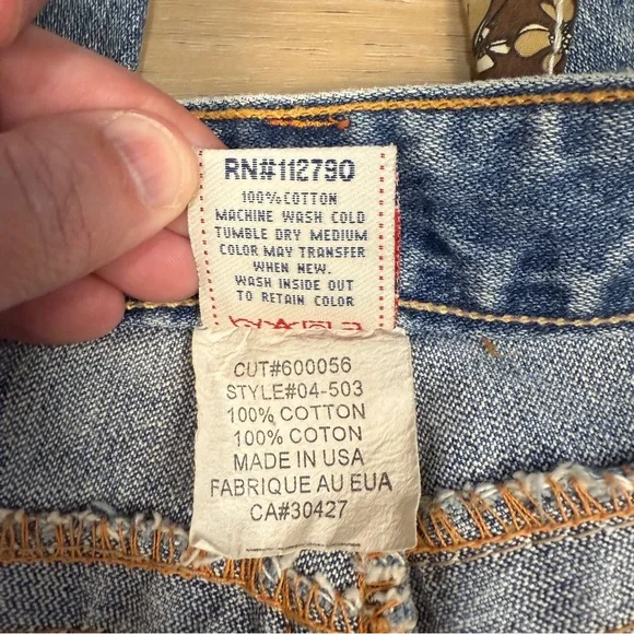 True Religion Low Rise Distressed Flare Jeans, Size 27 - Picture 7 of 7